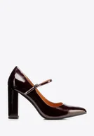 Półbuty męskie - Czółenka ze skóry lakierowanej na wysokim słupku bordowe - miniaturka - grafika 1