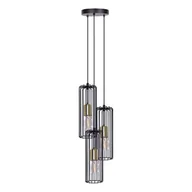 Lampy sufitowe - Kaja ALFRED OLSZEWSKI Czarno-złota lampa wisząca na okrągłej podsufitce K-4937 z serii GABIA - miniaturka - grafika 1