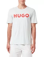 Koszulki męskie - HUGO Męski t-shirt Dulivio Regular-Fit z bawełnianego dżerseju z kontrastowym logo, Light/Pastel Green331, M - miniaturka - grafika 1