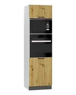 Szafki kuchenne - Słupek Alto Do Zabudowy Piekarnika I Mikrofalówki 60X213 Cm Laminat Grafitowy - miniaturka - grafika 1