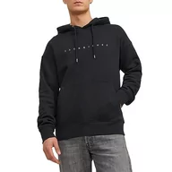 Bluzy męskie - JACK & JONES Męska bluza z kapturem JJESTAR JJ Sweat Hood NOOS, czarna, L, czarny - miniaturka - grafika 1