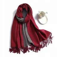 Apaszki i szaliki damskie - Szal szalik damski 100% kaszmir czerwony bordowy - miniaturka - grafika 1