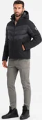 Kurtki męskie - Kurtka męska Ombre Pikowana męska kurtka z łączonych materiałów z wysokim kołnierzem czarna V1 OM-JALP-0172 M - miniaturka - grafika 1