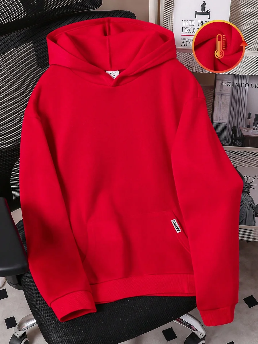SHEIN CZERWONA BLUZA DZIECIĘCA Z KANGUREK SPORTOWA CASUAL 152-158 11MA
