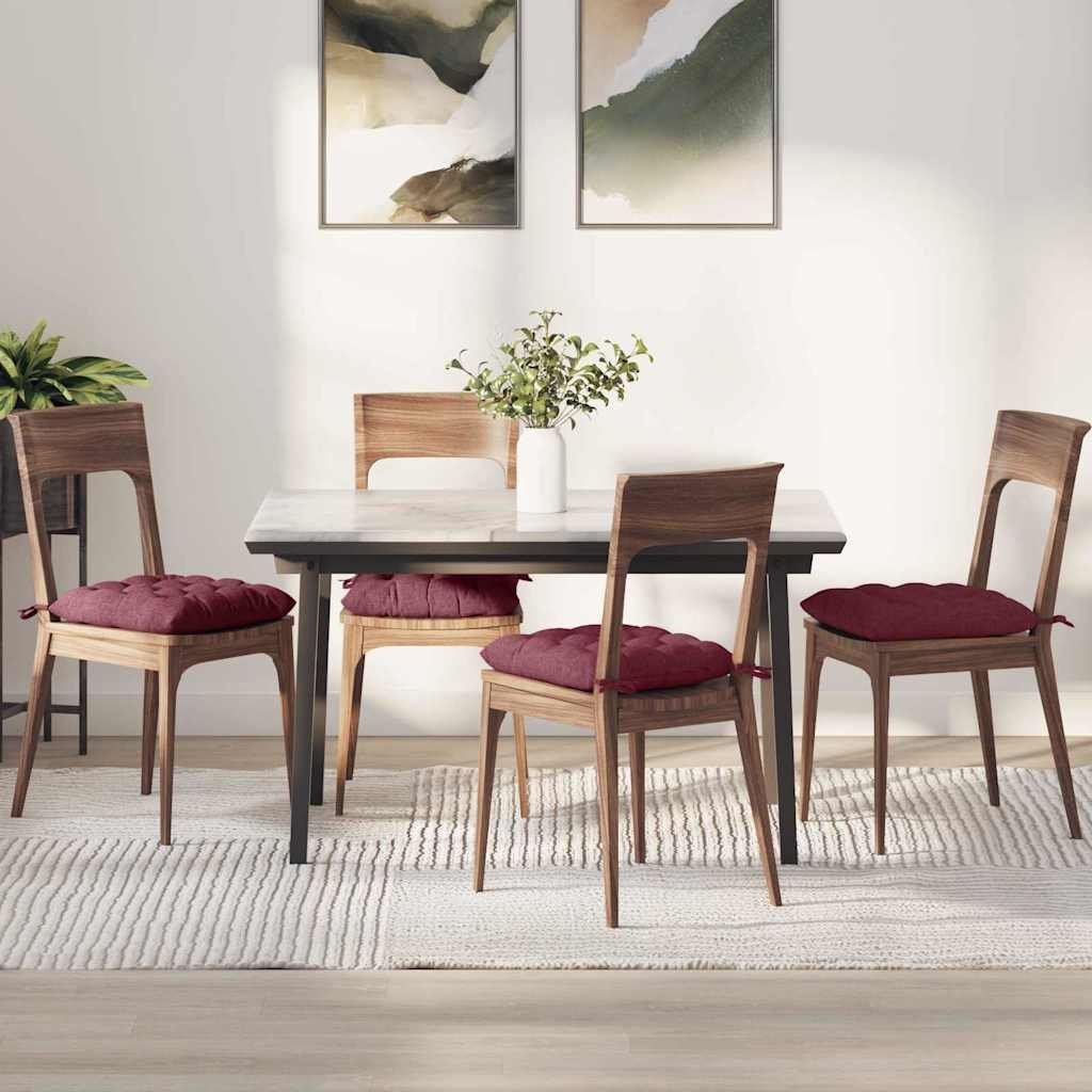 vidaXL Poduszki na siedziska 4 pcs Czerwone wino 40 x 40 x 6 cm 42015149