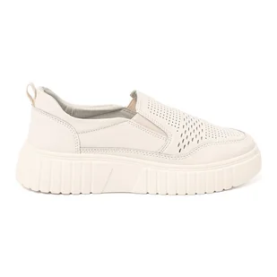 Sergio Leone Półbuty ze skóry na platformie beż beżowy - Półbuty damskie - miniaturka - grafika 1