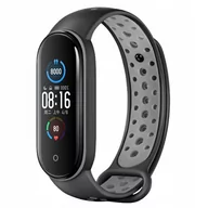 Akcesoria do smartwatchy - Opaska pasek perforowany do Xiaomi Mi Band 5/6 "Czarno-szary" - miniaturka - grafika 1