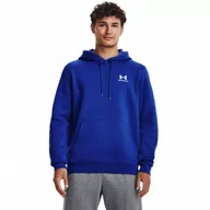 Bluzy sportowe męskie - Męska bluza dresowa nierozpinana z kapturem Under Armour UA Essential Fleece Crew - niebieska - UNDER ARMOUR - miniaturka - grafika 1