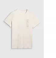 Koszulki męskie - 4F T-SHIRT MĘSKI M2402 KREMOWY S - miniaturka - grafika 1