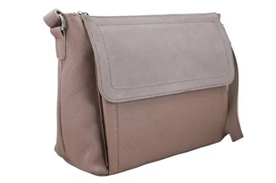 Torebka skórzana z zamszową klapką - Różowa pudrowa - Torebki damskie Torebka skórzana z zamszową klapką - Różowa pudrowa - Torebki damskie - miniaturka - grafika 2