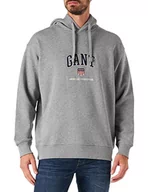 Bluzy męskie - GANT Męska bluza z kapturem, szary melanż, XL - miniaturka - grafika 1