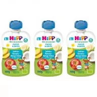Desery dla dzieci - Hipp Mus owocowo-zbożowy po 6. miesiącu jabłka-banany-mango-kokos zestaw 3 x 100 g Bio - miniaturka - grafika 1