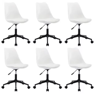 vidaXL Obrotowe krzesła jadalniane, 6 szt., białe, sztuczna skóra - Krzesła - miniaturka - grafika 1