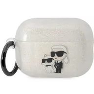 Akcesoria do słuchawek - Karl Lagerfeld KLAP2HNKCTGT Airpods Pro 2 cover transparent Gliter Karl&Choupette - miniaturka - grafika 1