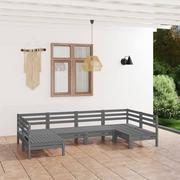 Meble ogrodowe - vidaXL 6-cz. zestaw wypoczynkowy do ogrodu, szary, drewno sosnowe - miniaturka - grafika 1