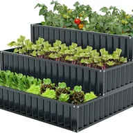 Donice - 3-Poziomowa Metalowa Donica Schodkowa, Podwyższona Grządka Ogrodowa z Otwartą Podstawą, Warzywa, Kwiaty, Modułowa Konstrukcja, do Ogrodu - miniaturka - grafika 1