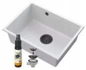 Zlewozmywaki - Granitan Manado Biały Podblatowy Zlew Czarny Podwieszany 60 - miniaturka - grafika 1