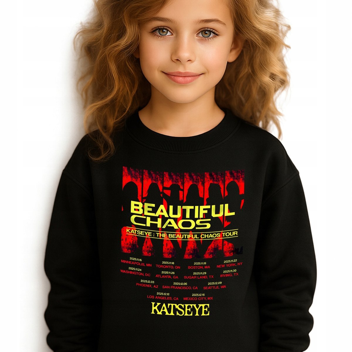 Bluza Dziecięca Czarna KATSEYE CITY TOUR Muzyka K-pop Prezent - 152 cm Wz