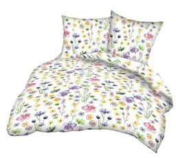 Karo Pościel z kory 140x200 135B biała łączka kolorowe kwiatki - Pościel - miniaturka - grafika 1