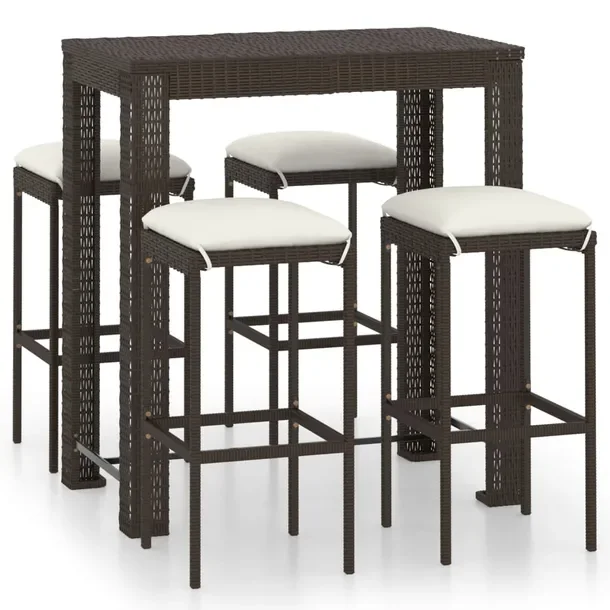 Zestaw Mebli Barowych do Ogrodu, Rattan PE, Stal, Brązowy, 100x60.5x110.5