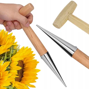 Pikownik Do Sadzenia Roślin Cebulek Szpikulec Ogrodowy Drewniany Miarka - Grabie i motyki - miniaturka - grafika 1