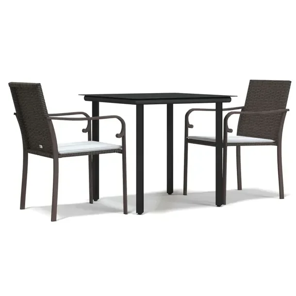 Zestaw Mebli Ogrodowych Rattan PE i Stal, Stół 80x80x74 cm, Krzesła 56x5
