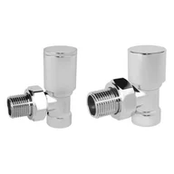 Zawory i kraniki - Zawory grzejnikowe zasilanie + powrót kątowy chromowany - miniaturka - grafika 1