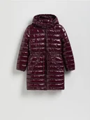 Kurtki i płaszcze dla dziewczynek - Reserved - Pikowany płaszcz z metalicznym połyskiem - brązowy - miniaturka - grafika 1