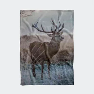 Koc pluszowy WINTER wzór BN19  | jeleń w śniegu 80 x 60 cm - Koce - miniaturka - grafika 1