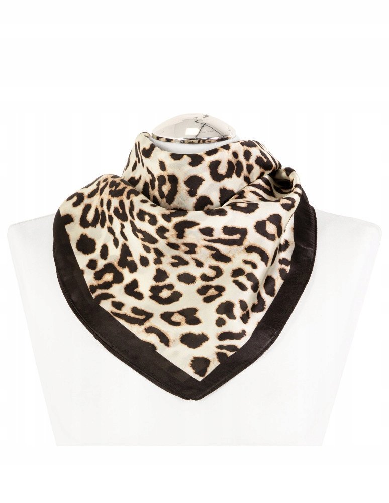 APASZKA CHUSTA DAMSKA MOTYW ZWIERZĘCY NA SZYJĘ ELEGANCKA MODNA MORAJ BLACK