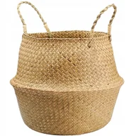 Pudła i pojemniki do przechowywania - Kosz Z Trawy Morskiej Naturalny Boho Pleciony 381180B - miniaturka - grafika 1