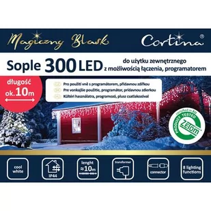 Lampki LED sople 300 zewnętrzne zimny biały CORTINA POLAND - Oświetlenie świąteczne - miniaturka - grafika 1