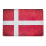 Plakaty - Plakat Tabliczka Dekoracyjna Metalowa Flaga Danii - miniaturka - grafika 1