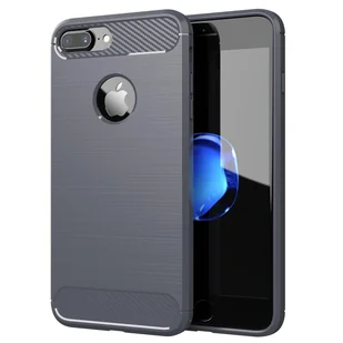 Cadorabo Etui do Apple iPhone 8 PLUS / 7 PLUS / 7S PLUS - Etui w kolorze BRUSHED GREY - Etui na telefon wykonane z silikonu TPU o wyglądzie włókna węglowego ze stali nierdzewnej - Silikonowe etui Ultra Slim Soft Back Cover Case - Etui i futerały do telefonów - miniaturka - grafika 1
