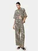 Spodnie damskie - Vila Spodnie materiałowe Sasja 14102834 Beżowy Loose Fit - miniaturka - grafika 1