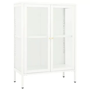 vidaXL Szafka boczna biała 75x35x105 cm stal i szkło 336071 - Komody - miniaturka - grafika 1
