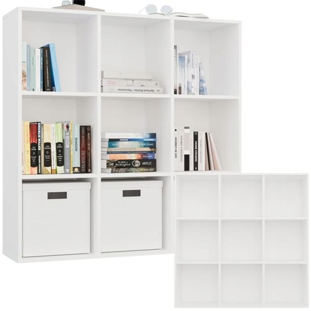Regał Na Książki Zabawki Biały Otwarty Komorowy Modułowy 3x3 9 Półek 110 Cm