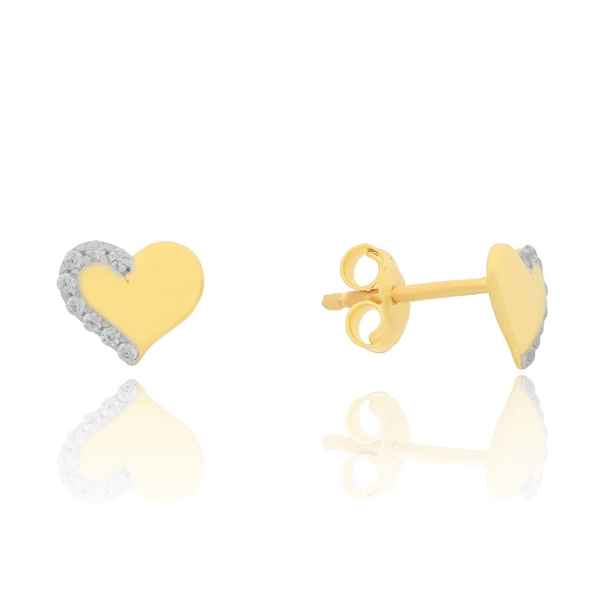 Złote kolczyki sztyfty serduszka z cyrkoniami pr. 333