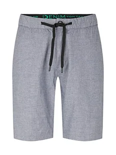 TOM TAILOR Denim Męskie szorty bermudy regular fit chinosy ze stretchem, 31059 – struktura granatowo-biała, M - Spodenki damskie - miniaturka - grafika 1