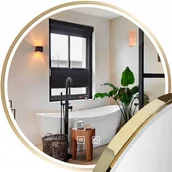 Lustra - Lustro Łazienkowe Złota Rama Podświetlenie Led Okrągłe 50cm - miniaturka - grafika 1