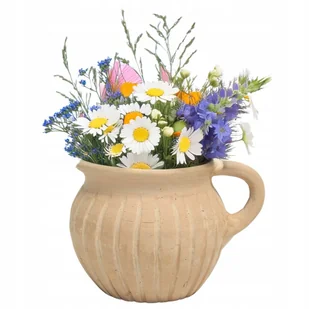 WAZON BEŻOWY TERAKOTA 12cm skandynawski z uchwytem dzbanek na bukiet kwiaty - Wazony i flakony WAZON BEŻOWY TERAKOTA 12cm skandynawski z uchwytem dzbanek na bukiet kwiaty - Wazony i flakony - miniaturka - grafika 1