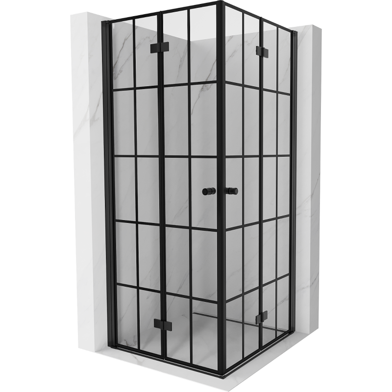 Mexen Mist-F Duo kabina prysznicowa składana 90 x 90 cm, czarna kratka, czarna - 8A6-090L-090P-70-77