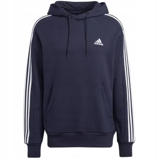 Bluza męska adidas Essentials French Terry 3-Stripes Hoodie granatowa IC043 - Bluzy męskie - miniaturka - grafika 1