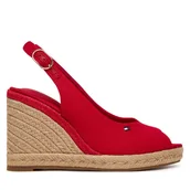Espadryle damskie - Espadryle Tommy Hilfiger Flag High Wedge Espad Slingback FW0FW09343 Czerwony - miniaturka - grafika 1