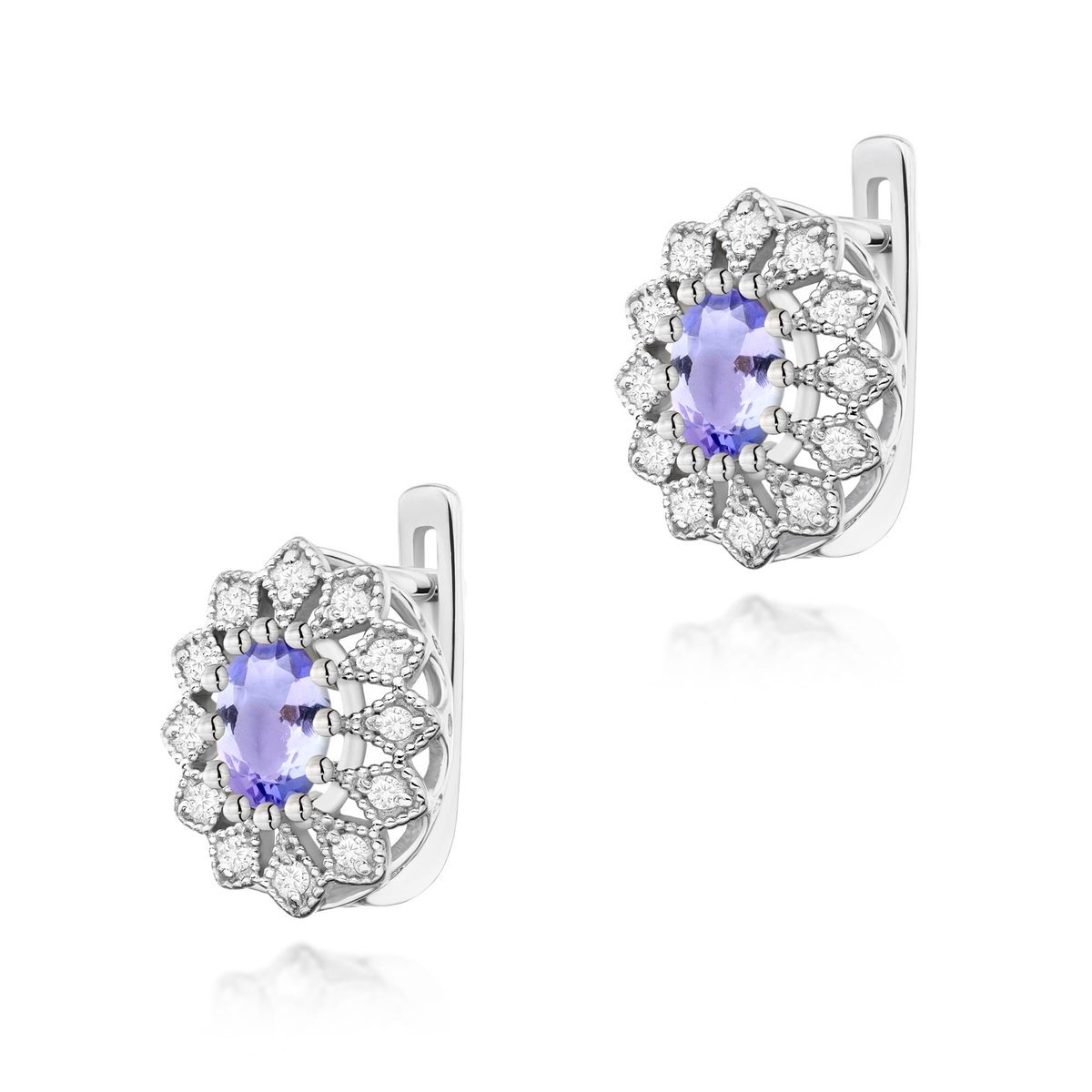 Złote kolczyki Tanzanit 2 x 0,40ct białe złoto pr. 585