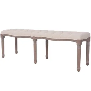 vidaXL Ławka do przedpokoju, len i lite drewno, 150x40x48 cm, kremowa vidaXL - Ławki do przedpokoju - miniaturka - grafika 7