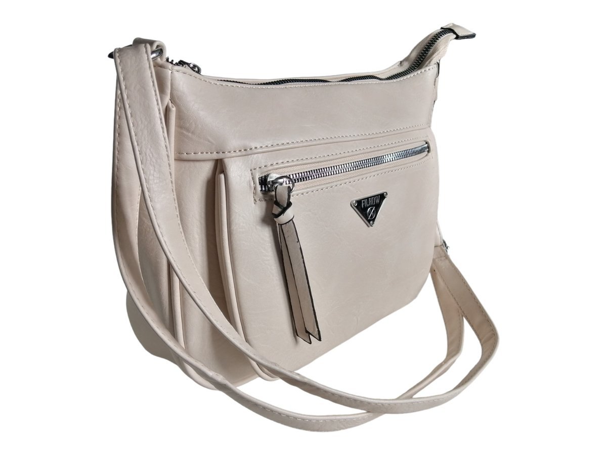 Klasyczna Torebka Damska Listonoszka - Beżowa Damska Torebka Na Ramię