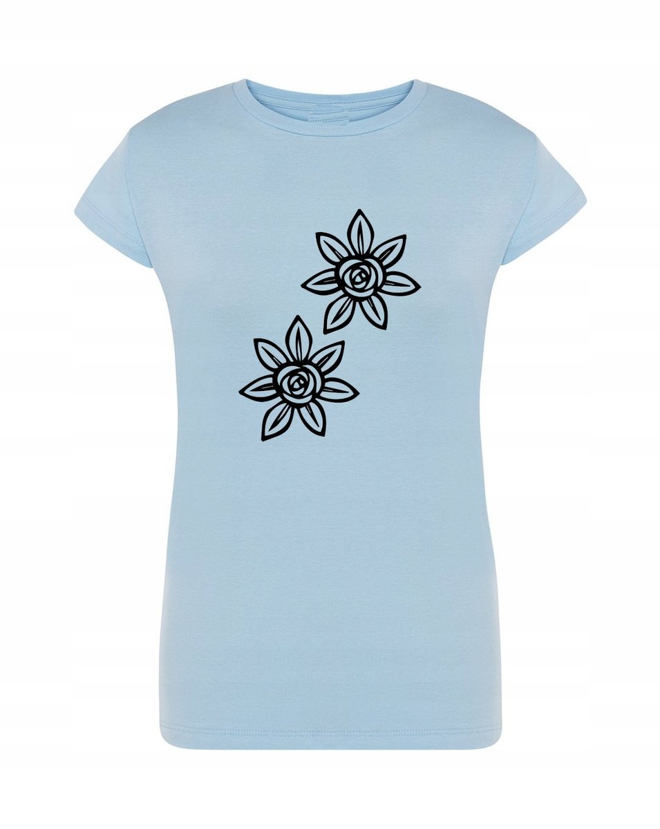 T-Shirt damski wakacyjny nadruk Kwiatki r.M