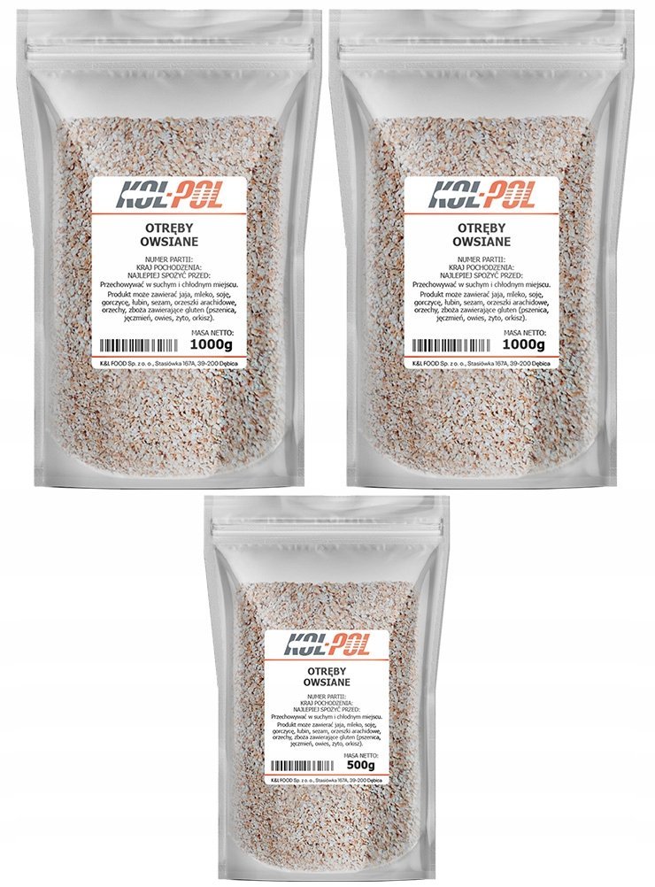OTRĘBY OWSIANE 2,5kg Naturalne do chleba Spożywcze Otręby z owsa Kol-Pol