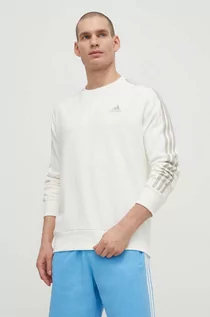 Bluzy męskie - adidas bluza bawełniana męska kolor beżowy z aplikacją IS1351 - grafika 1